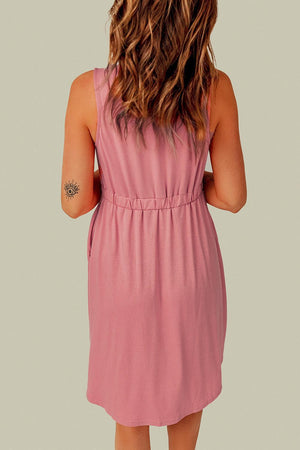 Stress-Free Button Down Sleeveless Dress - MXSTUDIO.COM