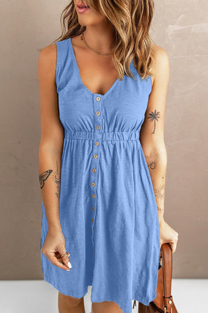 Stress-Free Button Down Sleeveless Dress - MXSTUDIO.COM