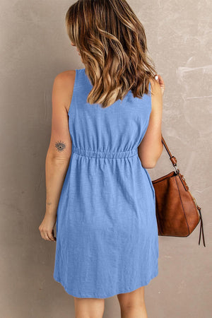 Stress-Free Button Down Sleeveless Dress - MXSTUDIO.COM