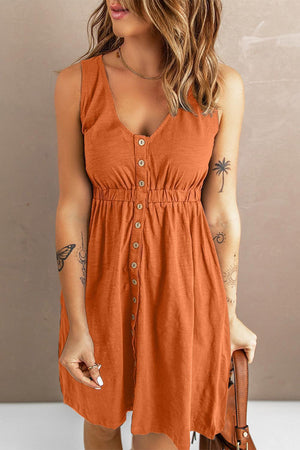 Stress-Free Button Down Sleeveless Dress - MXSTUDIO.COM
