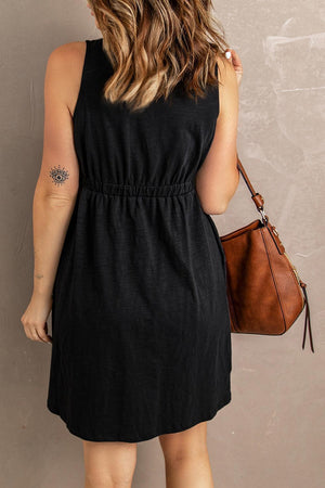 Stress-Free Button Down Sleeveless Dress - MXSTUDIO.COM