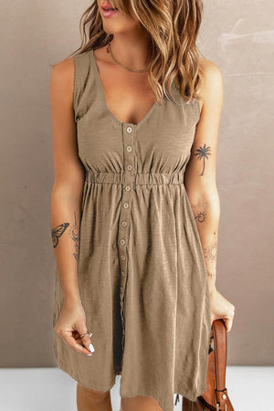 Stress-Free Button Down Sleeveless Dress - MXSTUDIO.COM