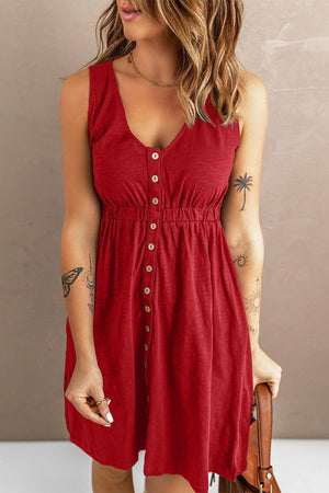 Stress-Free Button Down Sleeveless Dress - MXSTUDIO.COM