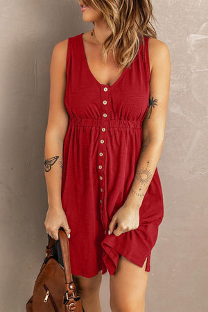 Stress-Free Button Down Sleeveless Dress - MXSTUDIO.COM