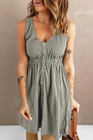 Stress-Free Button Down Sleeveless Dress - MXSTUDIO.COM
