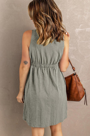 Stress-Free Button Down Sleeveless Dress - MXSTUDIO.COM