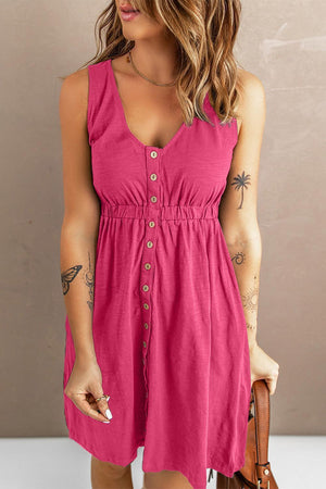 Stress-Free Button Down Sleeveless Dress - MXSTUDIO.COM