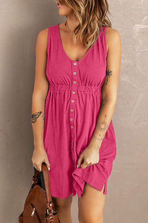 Stress-Free Button Down Sleeveless Dress - MXSTUDIO.COM