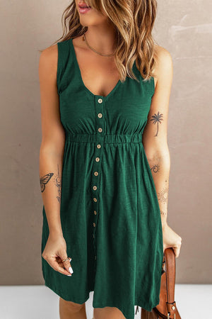 Stress-Free Button Down Sleeveless Dress - MXSTUDIO.COM