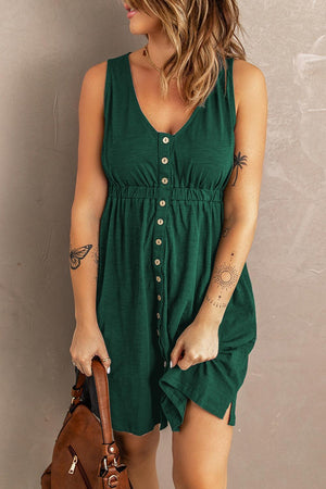 Stress-Free Button Down Sleeveless Dress - MXSTUDIO.COM