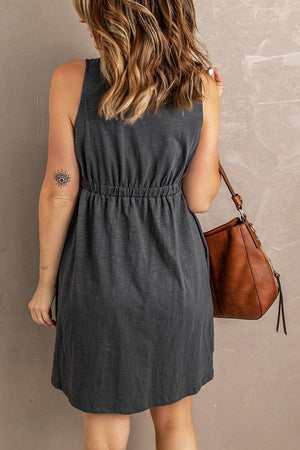 Stress-Free Button Down Sleeveless Dress - MXSTUDIO.COM