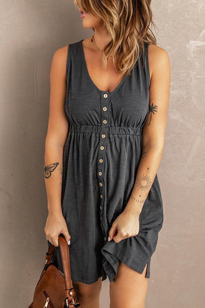 Stress-Free Button Down Sleeveless Dress - MXSTUDIO.COM