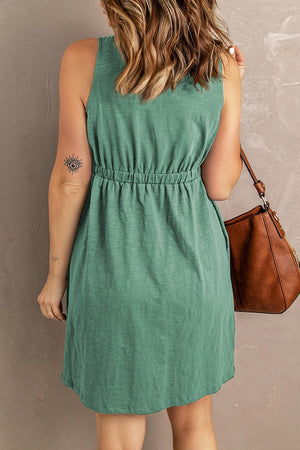 Stress-Free Button Down Sleeveless Dress - MXSTUDIO.COM