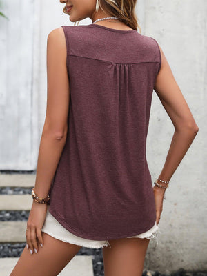Stress-Free Lace Scoop Neck Tunic Tank Top - MXSTUDIO.COM