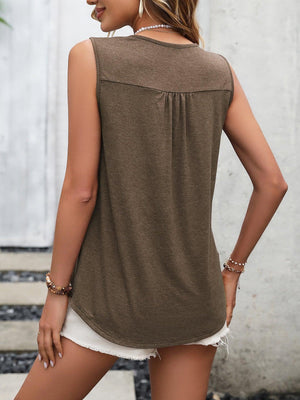 Stress-Free Lace Scoop Neck Tunic Tank Top - MXSTUDIO.COM