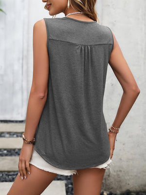 Stress-Free Lace Scoop Neck Tunic Tank Top - MXSTUDIO.COM