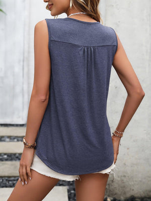 Stress-Free Lace Scoop Neck Tunic Tank Top - MXSTUDIO.COM