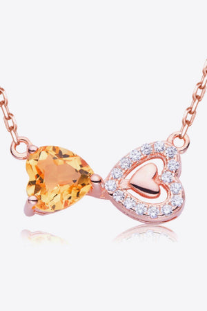 Stride In Fashion Citrine Heart 925 Sterling Silver Necklace - MXSTUDIO.COM