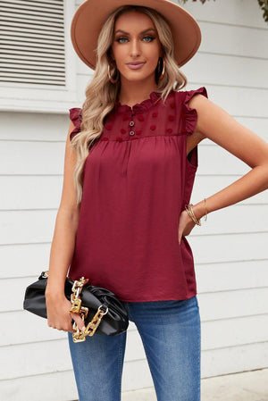 Striking Appeal Swiss Dot Cap Sleeve Blouse - MXSTUDIO.COM
