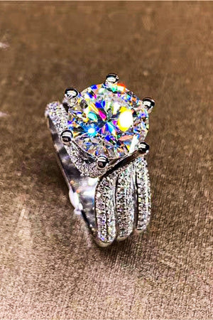Stunning Three-Layer 3 Carat Moissanite Platinum-Plated Ring - MXSTUDIO.COM