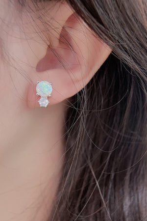 Stunning Vibe Sterling Silver Round Opal Stud Earrings - MXSTUDIO.COM