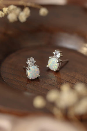 Stunning Vibe Sterling Silver Round Opal Stud Earrings - MXSTUDIO.COM