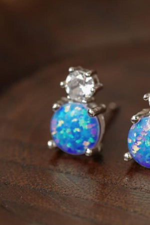 Stunning Vibe Sterling Silver Round Opal Stud Earrings - MXSTUDIO.COM