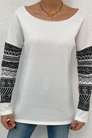 Stylishly Comfy Boat Neck Long Sleeve Top - MXSTUDIO.COM