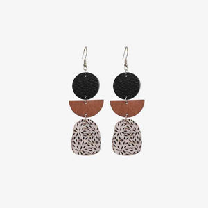Suitable For You Leather & Wood Drop Earrings-MXSTUDIO.COM