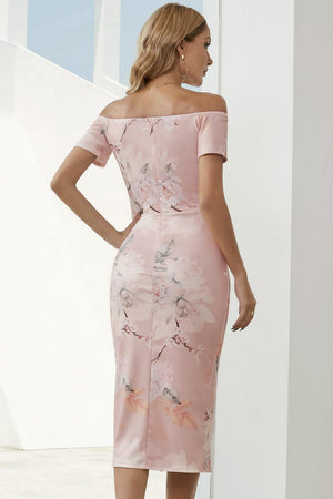 Summer Aesthetic Printed Off Shoulder Slit Dress - MXSTUDIO.COM