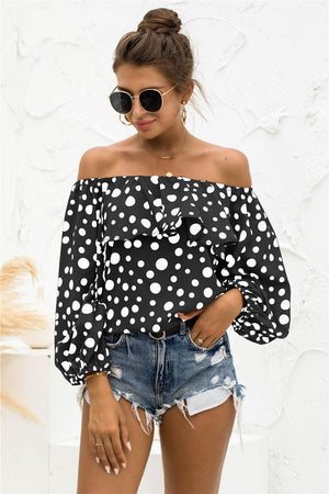 Summer Charisma Off-Shoulder Polka Dot Blouse - MXSTUDIO.COM