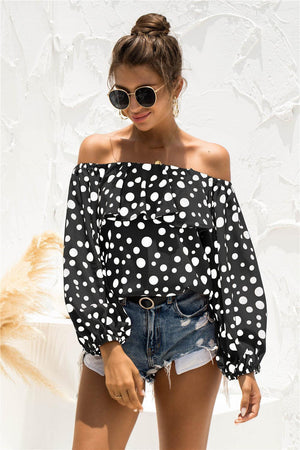 Summer Charisma Off-Shoulder Polka Dot Blouse - MXSTUDIO.COM