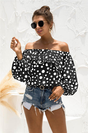 Summer Charisma Off-Shoulder Polka Dot Blouse - MXSTUDIO.COM