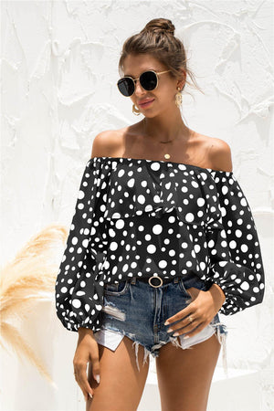 Summer Charisma Off-Shoulder Polka Dot Blouse - MXSTUDIO.COM
