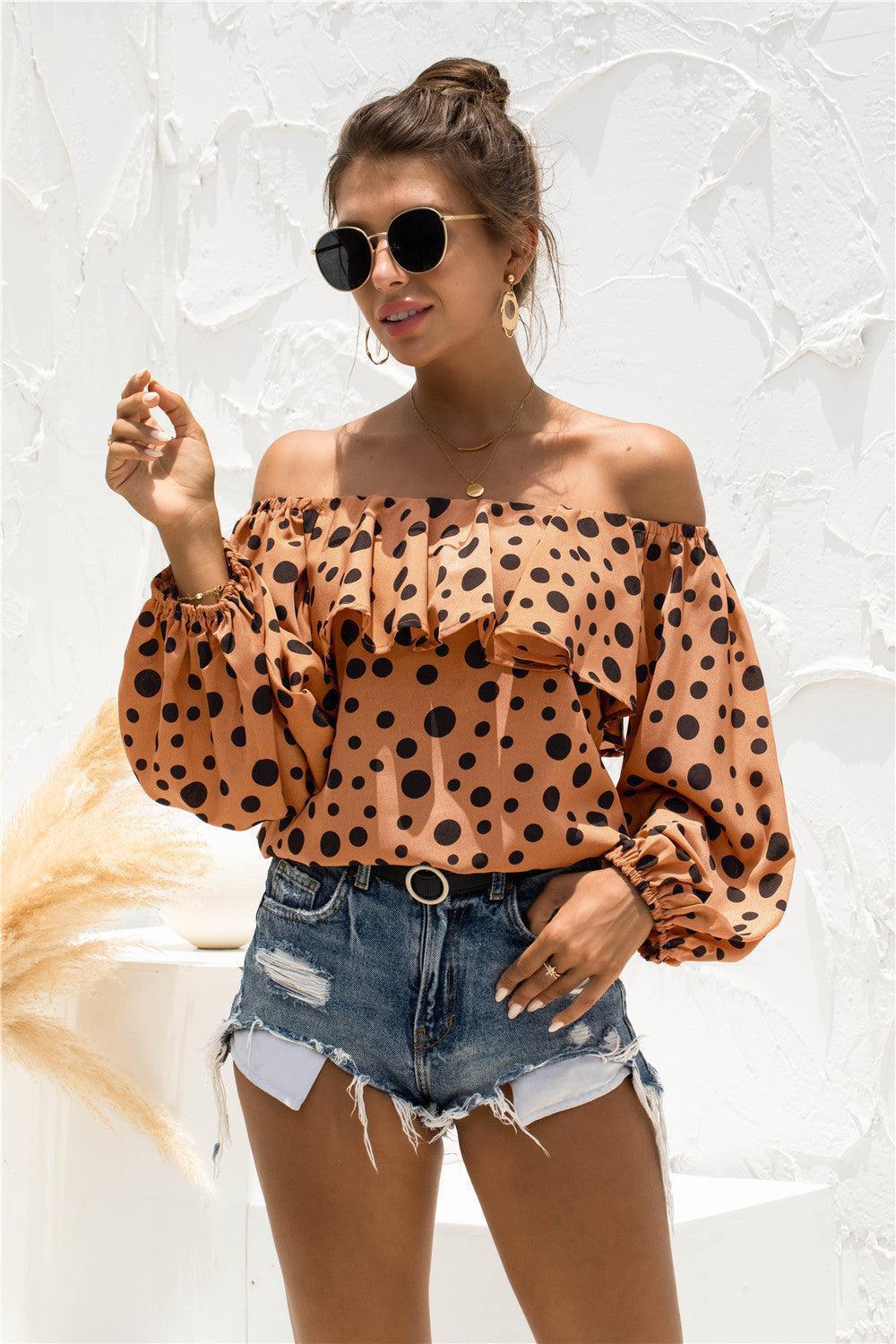 Summer Charisma Off-Shoulder Polka Dot Blouse - MXSTUDIO.COM