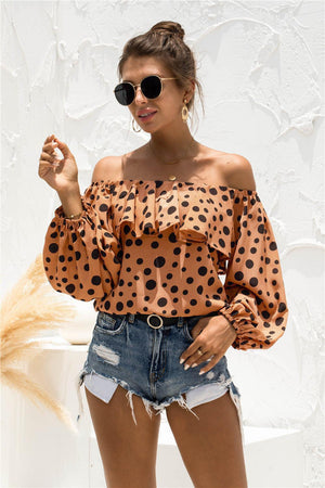 Summer Charisma Off-Shoulder Polka Dot Blouse - MXSTUDIO.COM