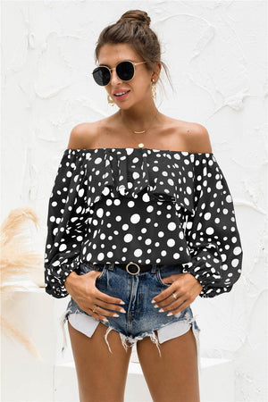 Summer Charisma Off-Shoulder Polka Dot Blouse - MXSTUDIO.COM