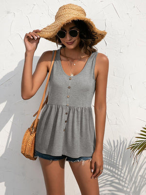 Summer Chick Scoop Neck Peplum Tank Top - MXSTUDIO.COM