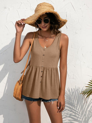 Summer Chick Scoop Neck Peplum Tank Top - MXSTUDIO.COM