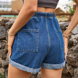 Summer Chill Pocketed Drawstring Denim Shorts - MXSTUDIO.COM