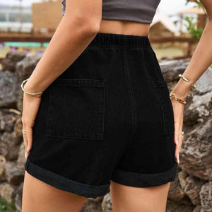 Summer Chill Pocketed Drawstring Denim Shorts - MXSTUDIO.COM