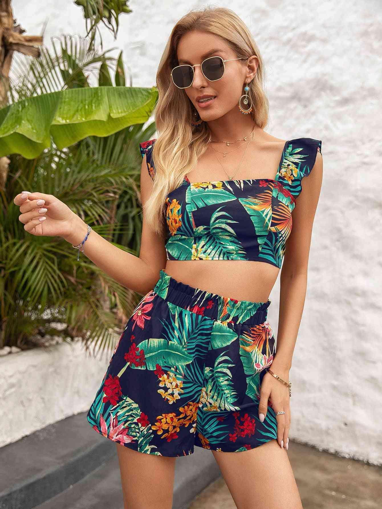 Summer Confidence Crop Top and Shorts Set - MXSTUDIO.COM