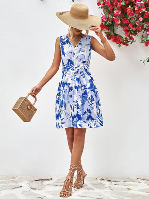 Summer Fascination Mini Floral Sleeveless Dress - MXSTUDIO.COM