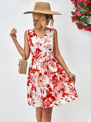 Summer Fascination Mini Floral Sleeveless Dress - MXSTUDIO.COM