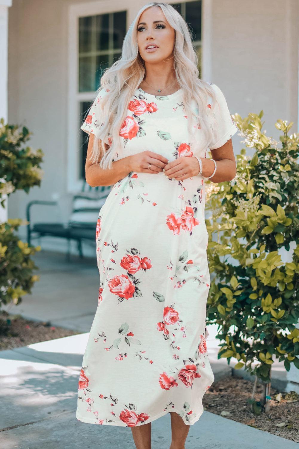 Summer Favorite Floral Slit Midi Dress - MXSTUDIO.COM