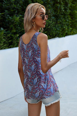 Summer Forever Printed Scoop Neck Tank Top - MXSTUDIO.COM