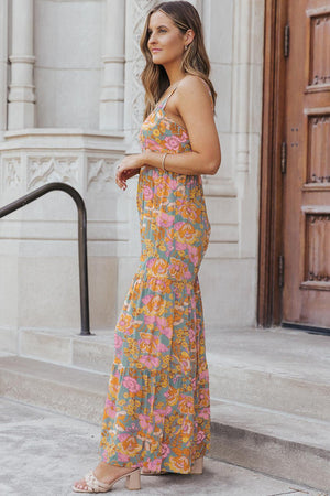 Summer Fresh Sleeveless Wide Leg Floral Jumpsuit - MXSTUDIO.COM - Stylish Womens Clothing