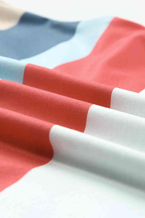 a close up of a red, white and blue flag