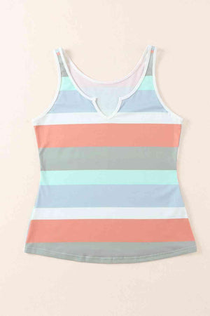 a women's tank top with multicolored stripes