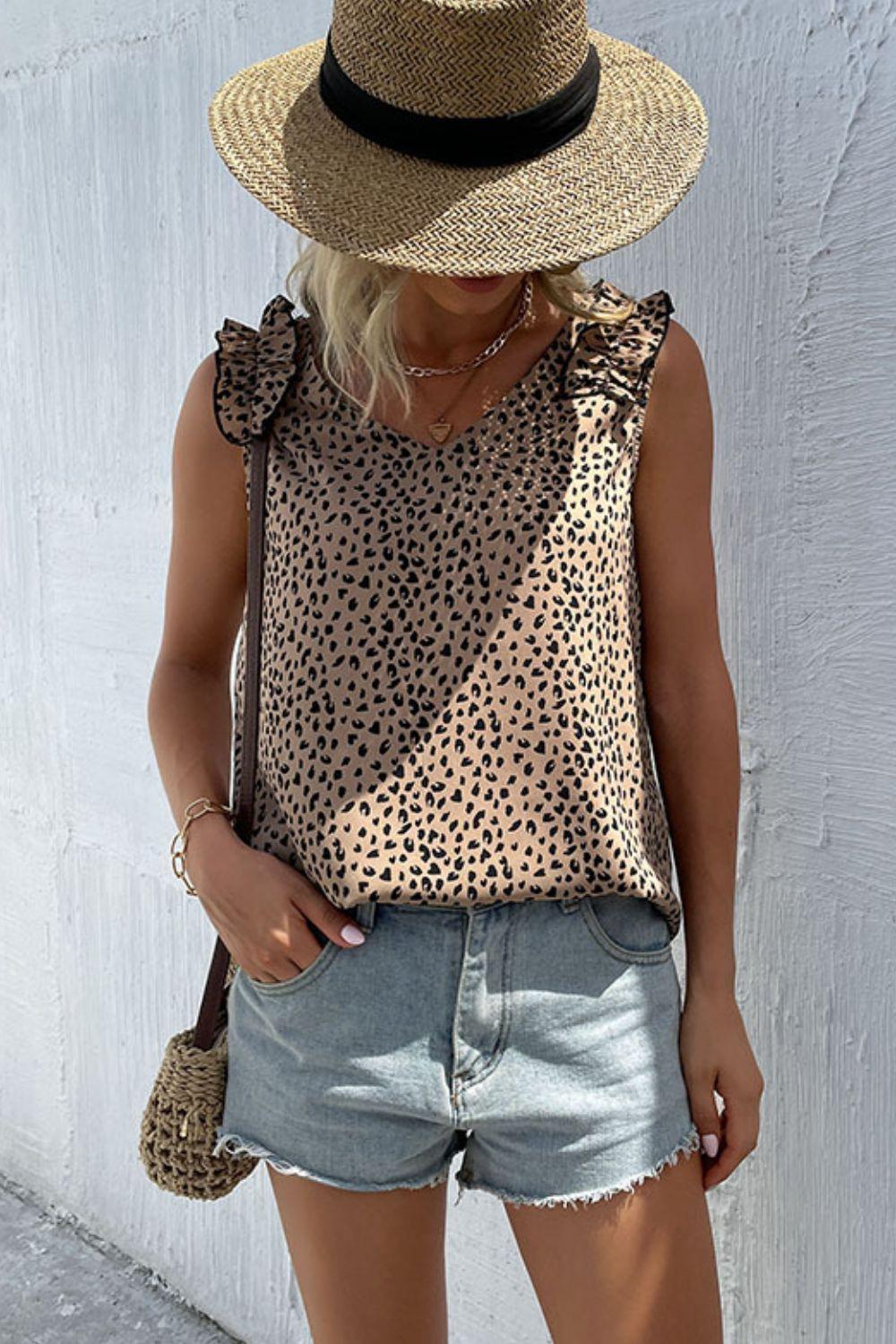 Summer Go-To Piece V-Neck Leopard Tank Top - MXSTUDIO.COM